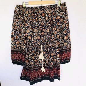 Soprano Boho Off-Shoulder Long Sleeve Romper